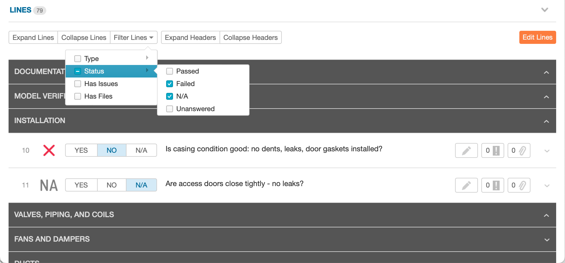 Line filtering