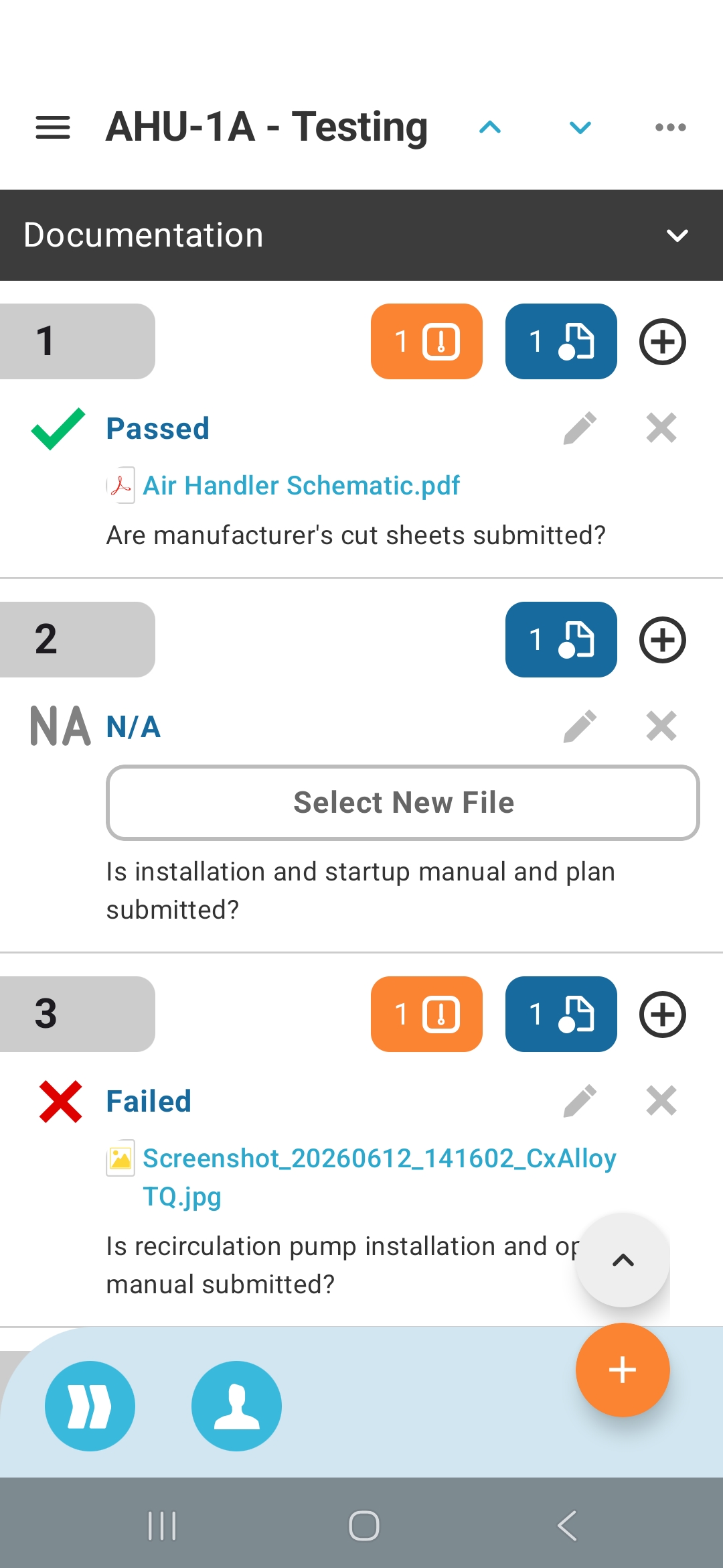 Checklist and Test Lines