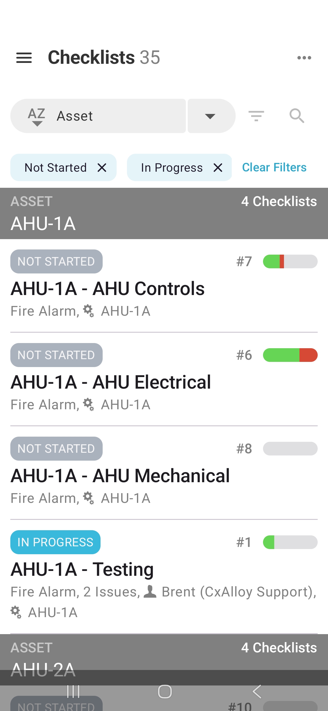 Filter chips on list
