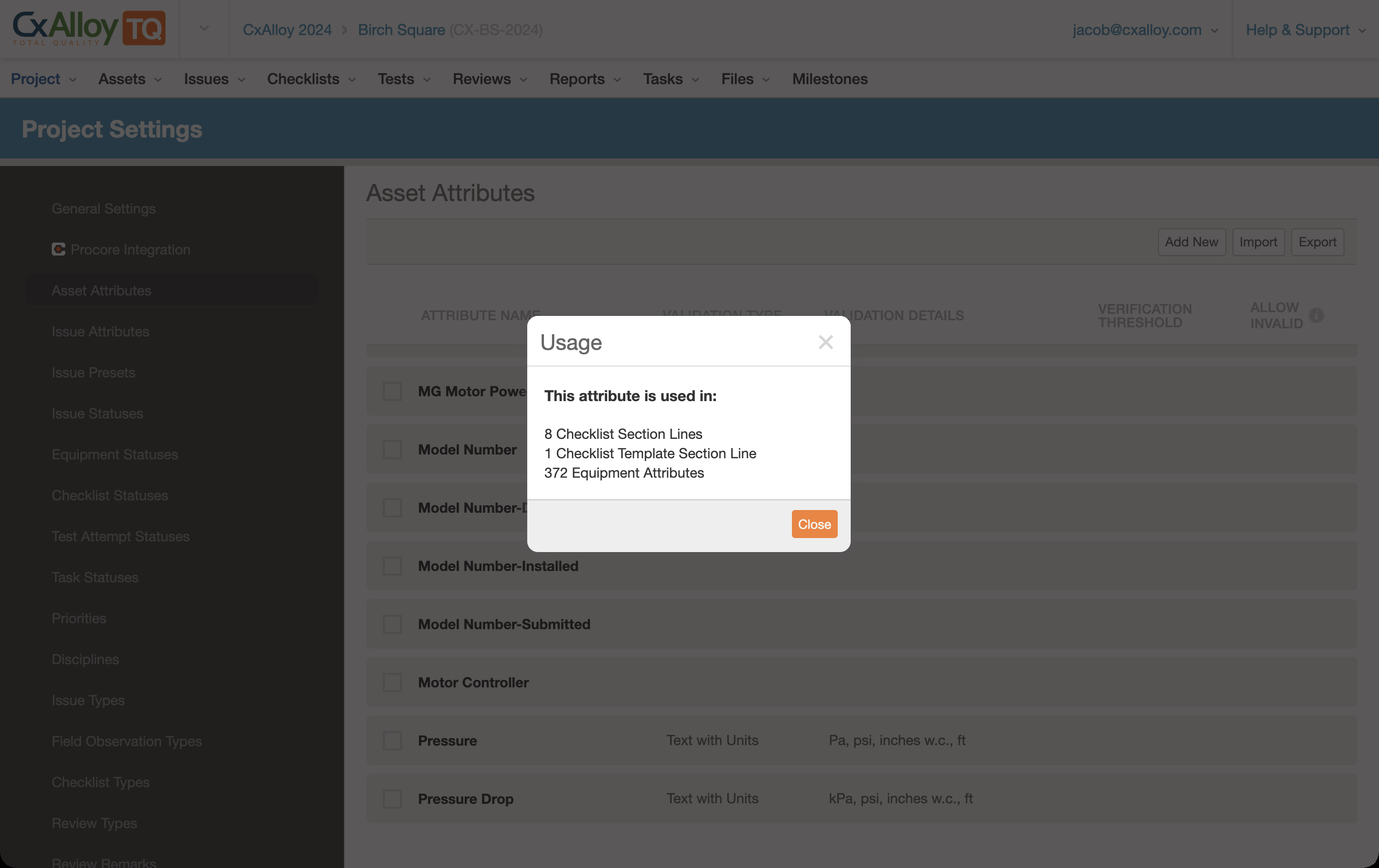 Attribute usage overview